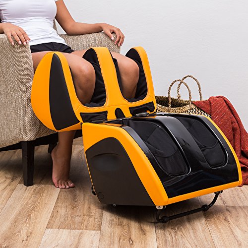 GLOBAL RELAX | VITALZEN PLUS Electric Massager for Feet, Legs, Thighs and Knee | Yellow I 3 Intensities and Massage Modes I Compression I Heat | Pain Relief | Relaxation
