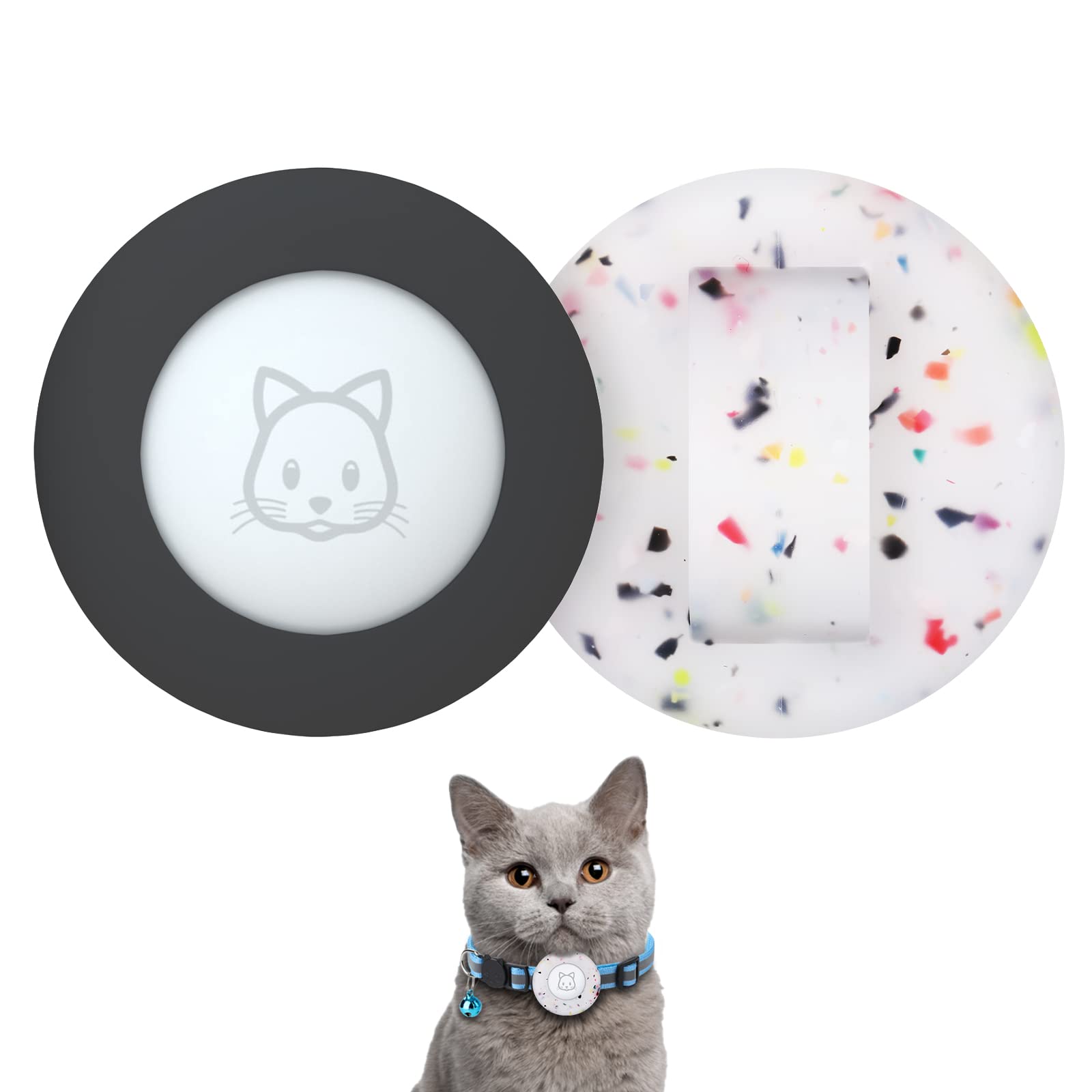 SimpleThings Air-tag Cat Collar Holder, Pet Silicone Protective Case for Air-tag, 2Pack Waterproof Case Cover for Apple Air-tag Cat Dog Pet Collar Within 3/8 inch — image 1