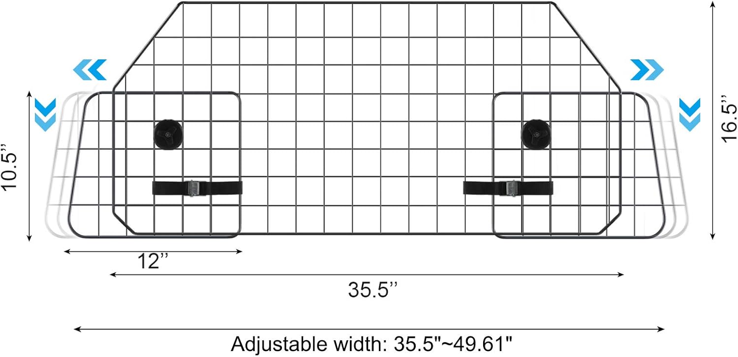 Gtongoko Adjustable Dog Car Barriers for SUV, Vehicles, Cars, Heavy Wire Mesh Universal Vehicle Separator, Pet Compartment Door in Cargo Area of Vehicle Trunk, Black : Pet Supplies