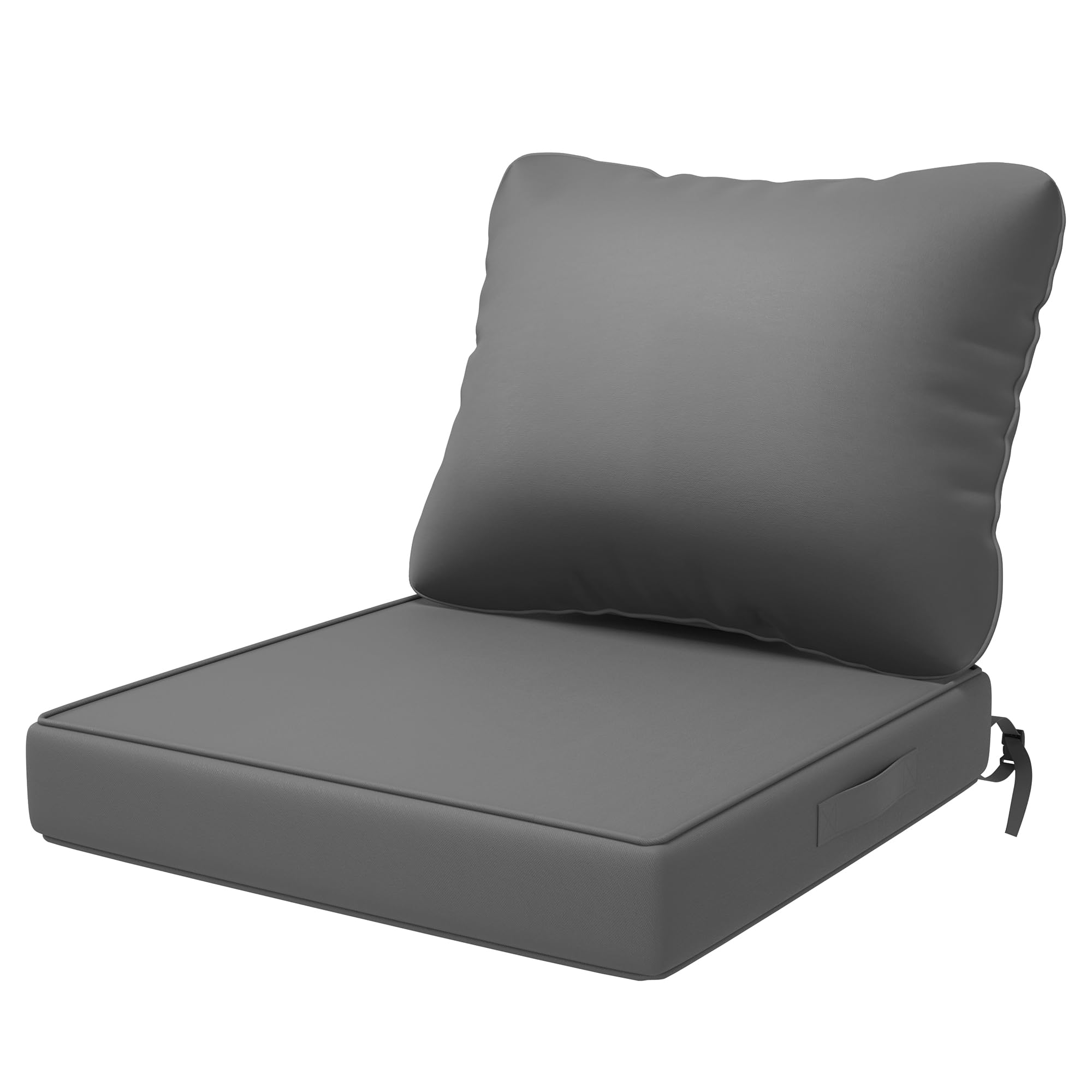 Photo 1 of Amopatio Outdoor Cushions for Patio Furniture, 24x24 Outdoor Chair Cushions with Waterproof & Fade Resistant Cover, Deep Seat Replacement Patio Cushions with Adjustable Straps & Handle, Dark Gray