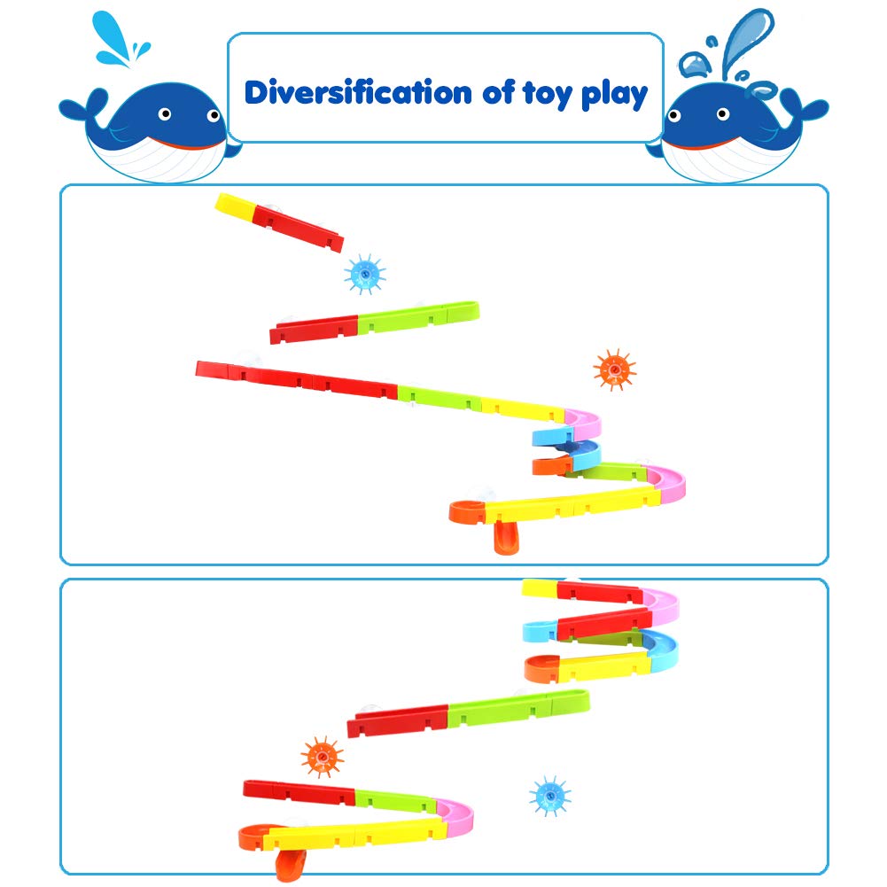 Ball Track Game, Bath Toys Kids Bathtub Toys Shower Toys, DIY Colorful Construction Kit Building Blocks Toys for Toddlers Girls Boys