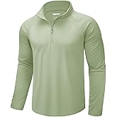CRYSULLY Men's Long Sleeve 1/4 Zip Shirts Sun Protection Pullover UPF 50+ Rash Guard Running Lightweight T Shirt