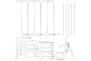 OLYCRAFT 23Pcs Book Binding Ruler Set Acrylic Bookbinding Ruler Kit with Hinged Ring Multi-Functional Rulers T-Shaped L-Shape