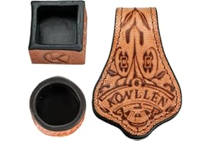 KONLLEN Leather Engraved Chalk Holder Magnetic Vegetable Tanned Leather Pool Cue Snooker Silent Billiard Accessories