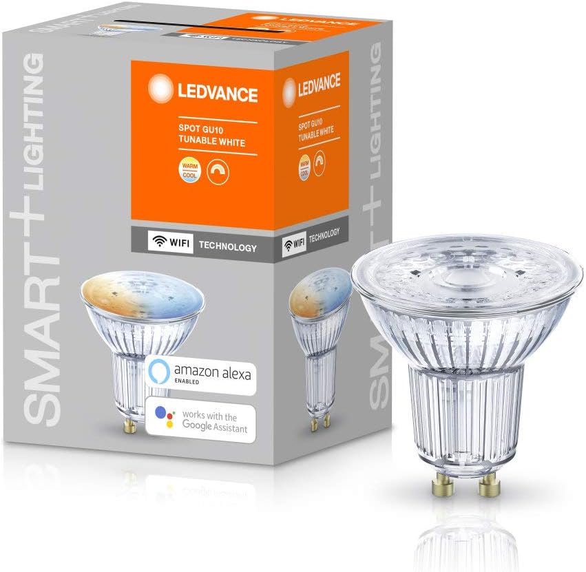 LEDVANCE Smart LEDReflector Lamp with WiFi Technology, Base: GU10, Tunable White (2700-6500K), Di mmable