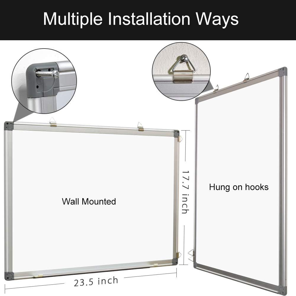 Magnetic White Board 24 x 18 Dry Erase Board Wall Hanging Whiteboard with 3 Dry Erase Pens, 1 Dry Eraser : Office Products