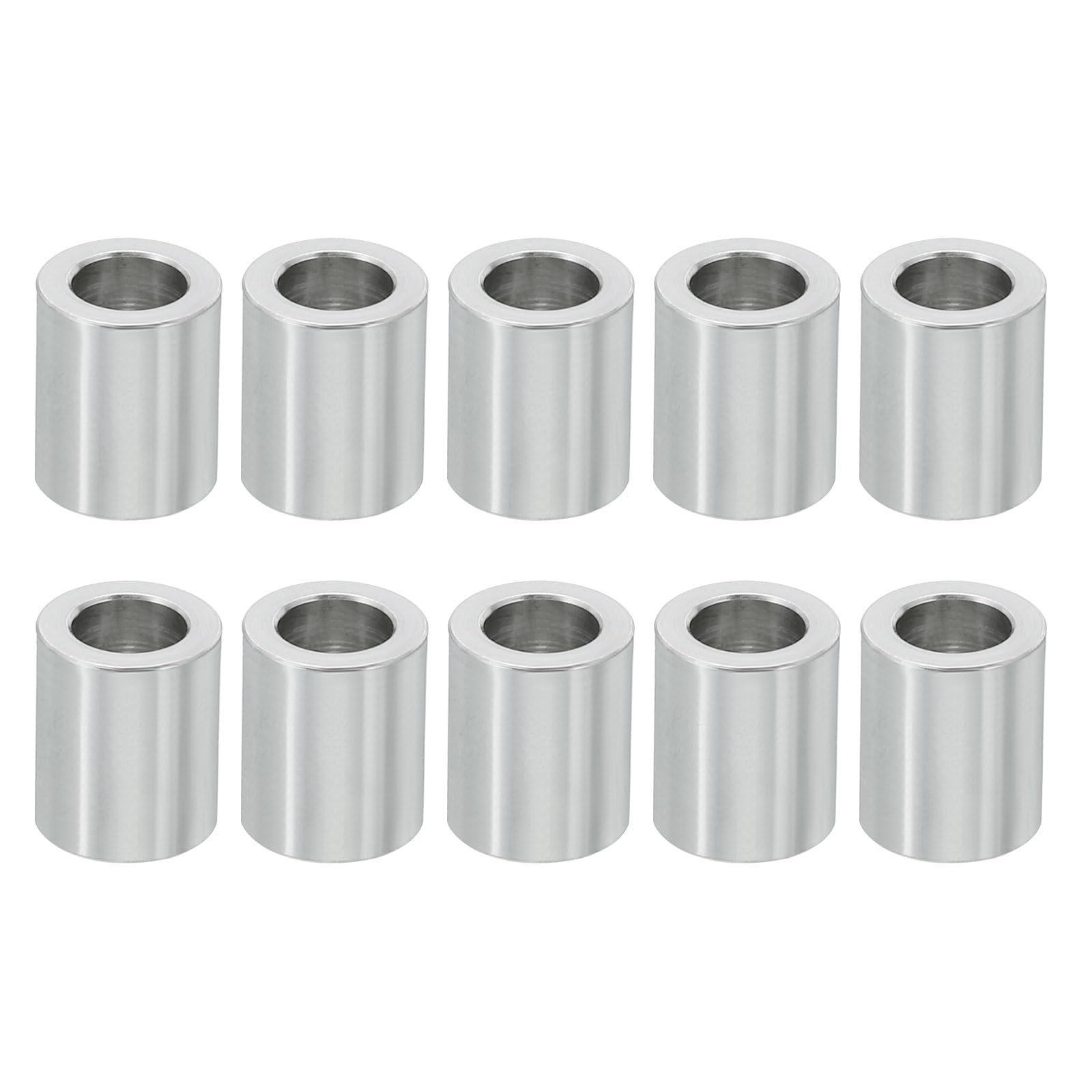 PATIKIL M6 Aluminum Spacers, 10 Pcs Metal Spacer Aluminum 6.2mm ID x 10mm OD x 12mm L Aluminum Spacer Screw Standoff Round for 1/4" or M6 Screw Bolts