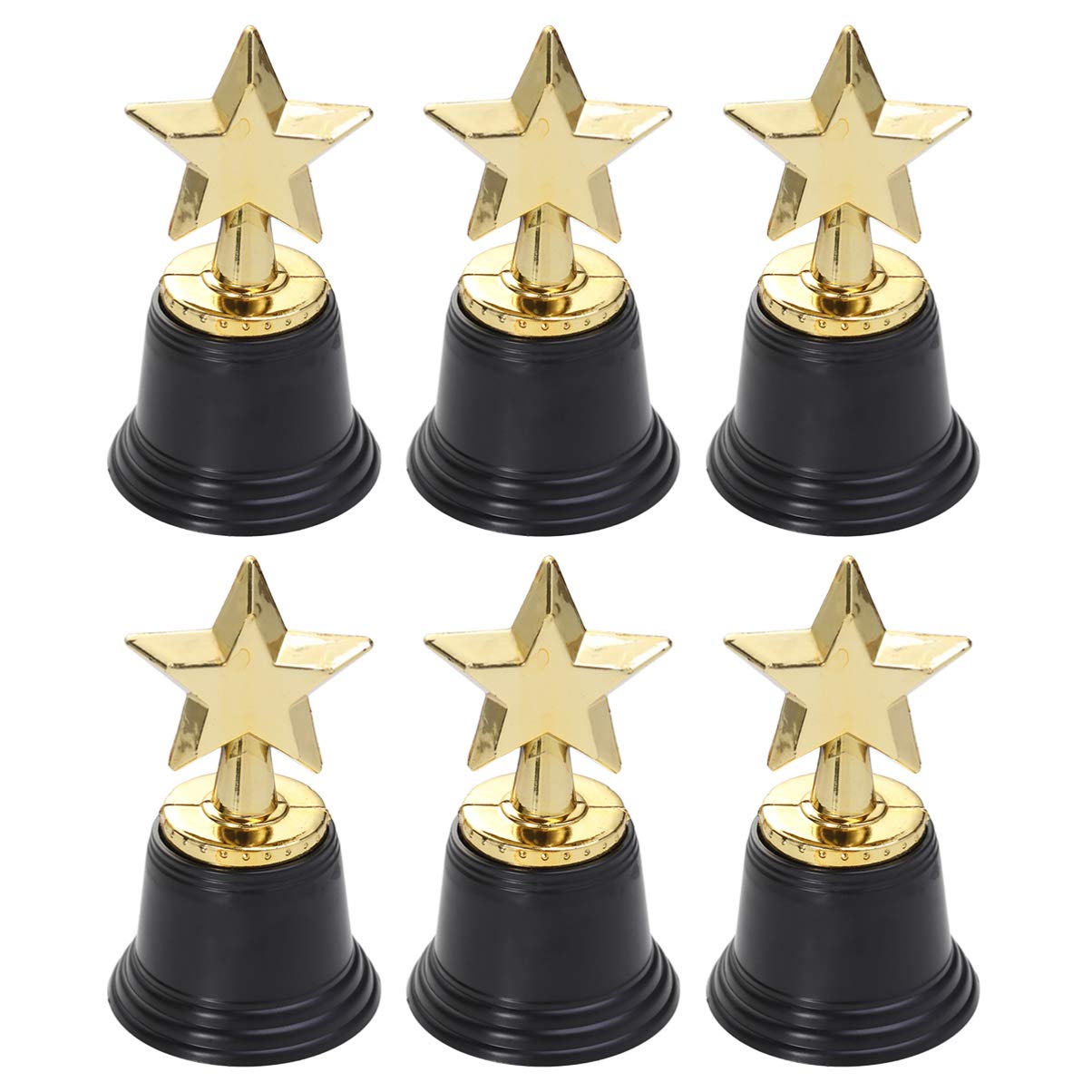 6 Pack Gold Star Trophies - 4.8 Inch Plastic Award Trophies for Kids Party Favors, Competitions, Rewards, and Celebrations