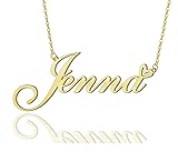 AOLO Jenna Heart Name Necklace 18k Gold Plated