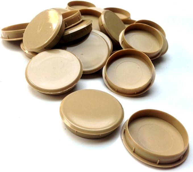 20 x (35MM) LIGHT OAK PLASTIC HINGE HOLE COVER CAPS FOR KITHCEN