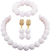 aczuv Nigerian Wedding African Beads Jewelry Set Women Simulated Pearl Necklace and Earrings