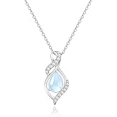 925 Sterling Silver Moonstone Necklace New Beginnings, Valentine's Day Jewelry Gifts, Created Moonstone Jewelry June Birthstone Necklace for Women, Inspirational Birthday Graduation Gifts for Her Best Friend Sister Daughter Mom