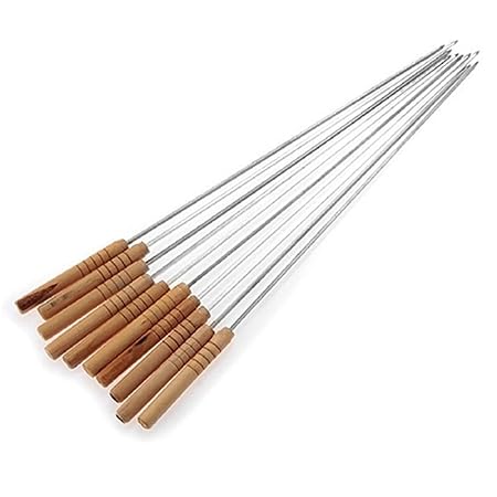 bismarckbeer 10 Pcs BBQ Roasting Needle Roasting Tools Brochette Tong Kabab Sticks Skewers
