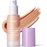 JOAH Crystal Glow Peptide-Infused Foundation, 2-in-1 Multitasking Korean Makeup with Blurring Face Primer, Luminizer, Hydration & Skin Defense for a Flawless Finish, 1.01 Oz, Light Cool