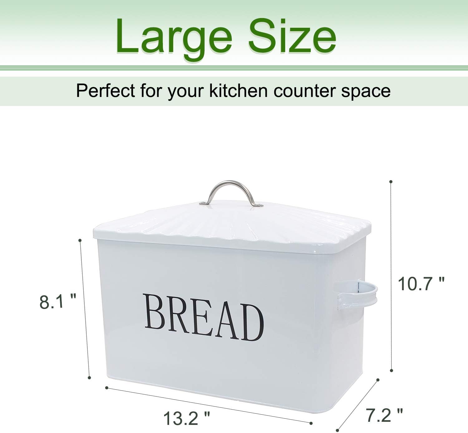 4W Large Bread Box, Metal Bread Storage Bread Holder for Kitchen Countertop, Large Capacity for Loaves, Muffins, Bagels, Sandwiches, Kitchen Decor and Farmhouse Decor: Kitchen & Dining