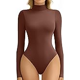 Avidlove Bodysuits for Women High Neck Long Sleeve Body Suits Snap Closure Double Lined Mock Neck Bodysuit Soft