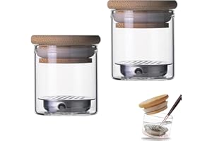 BRAVIKERLY Nail Art Brushes Washing Cup, Nail Glitter Removal Cup, Monomer Holder, Nail Art Acrylic Liquid Powder Removal Cup, Nail Brush Cleaner Dappen Dish with Lid (2 PACK)