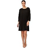 Adrianna Papell Womens Pleated Knit Crew Neck Dress