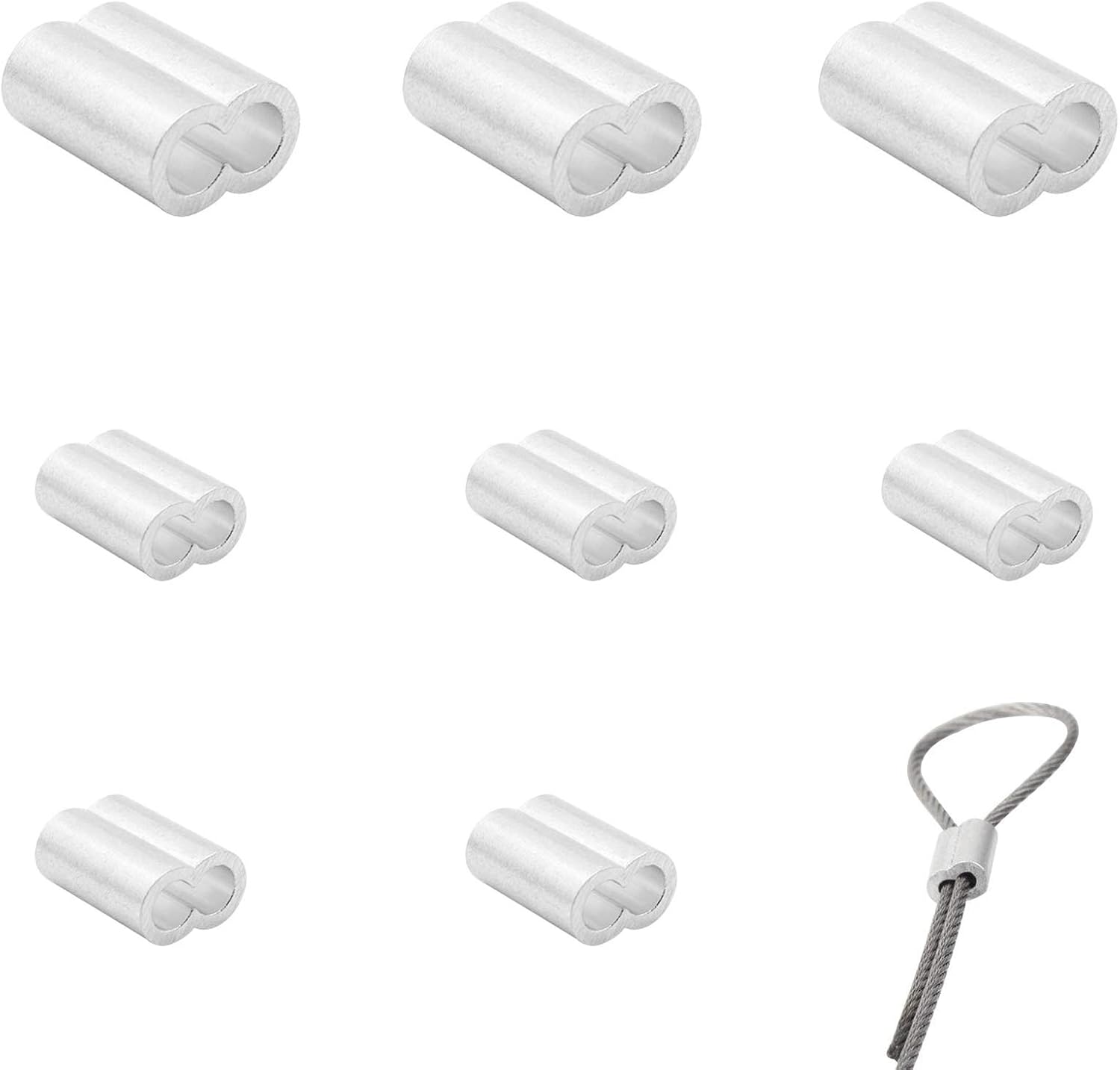 KINDPMA Aluminium Ferrules 6mm 8mm Aluminum Crimping Loop Sleeve Clips ...