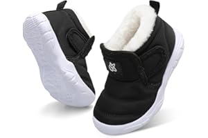 QFH Baby Boys Girls Winter Warm Shoes Cozy Fleece Snow Boots Toddler Non-Slip Walking Shoes Infant Outdoor Water Resistance Faux Fur Booties