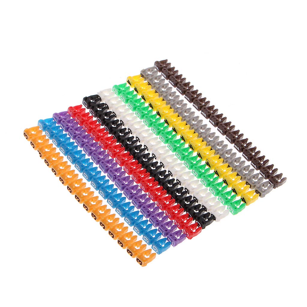 BIlinli 150 Pcs Cable Markers Colourful C-Type Marker Number Tag Label For 2-3mm Wire