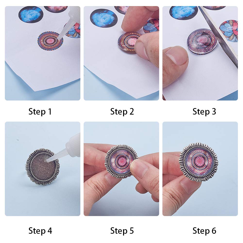 SUNNYCLUE 24pcs Mixed Adjustable Ring Blanks Cabochon Jewelry Making Kit Finger Ring Settings Clear Glass Cabochons Oval Round for Jewelry Making Adult Crafting, Antique Silver Bronze