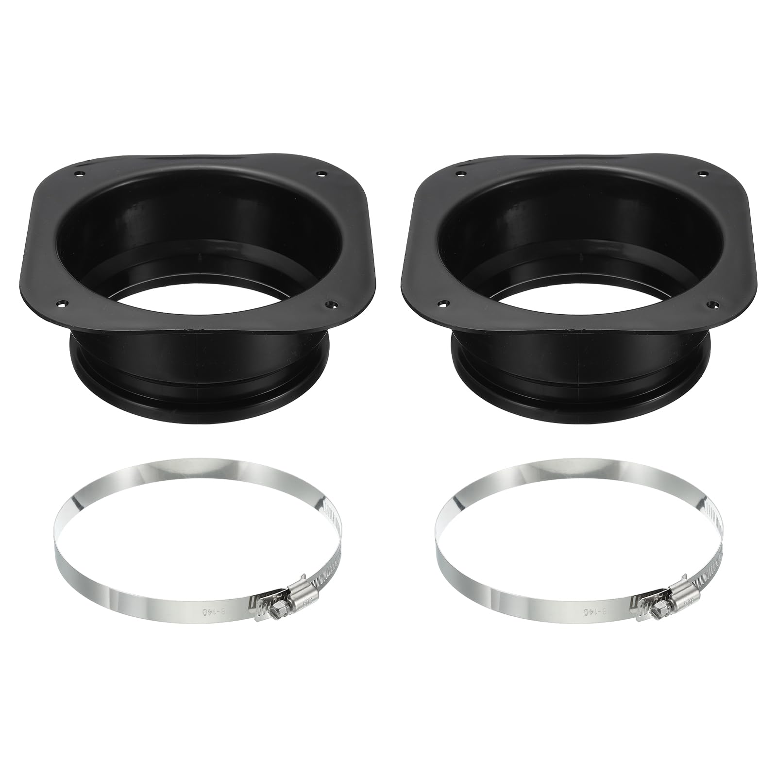 PATIKIL 5" Duct Connector Flange, 2 Pack Dryer Vent Wall Plate Square to Round Straight with Ducting Clamp for Air Heating Cooling Ventilation Exhaust Fan