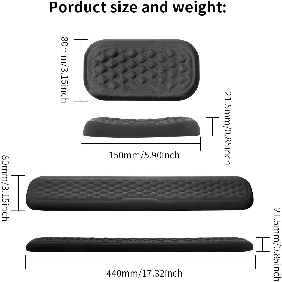 VAYDEER Keyboard and Mouse Wrist Rest Pad Set Padded Memory Foam Hand Rest Support for Office, Computer, Laptop, Mac Typing and Wrist Pain Relief and Repair(Large Set) : Office Products