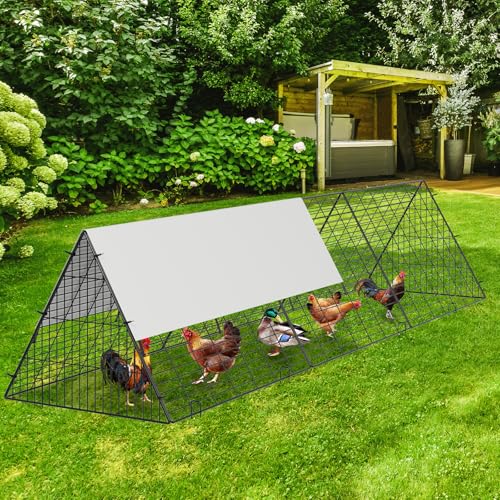 Large Metal Chicken Tunnel with Cover, Portable Chicken Coop Run for Outdoor Ba…