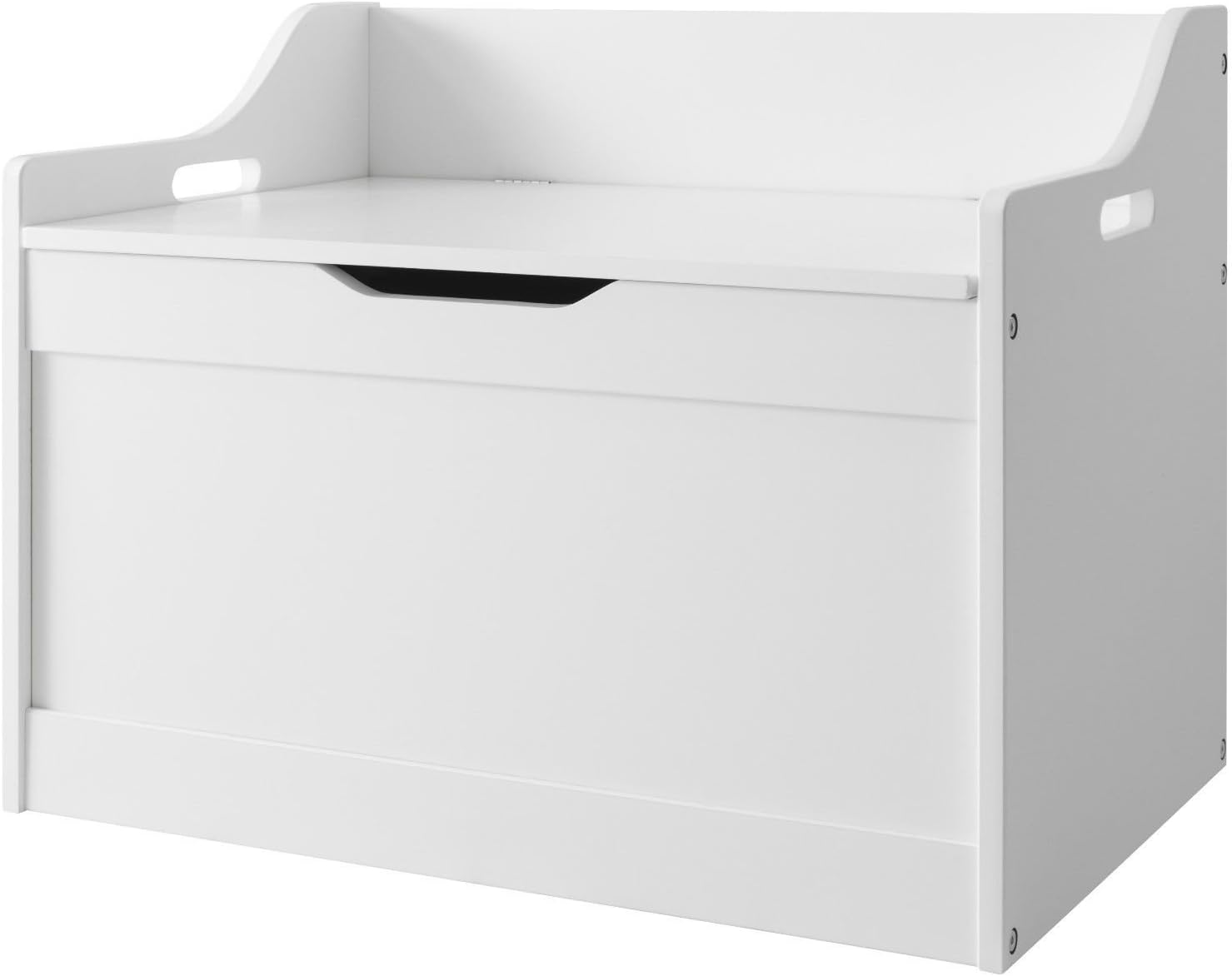 Large White Wooden Toy Box Chest Doubles As A Seat - Flat Packed For Home Assembly
