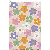 BEIANSHUO Cute Flowers Floral Golf Towel (16" X 24") with Carabiner Clip | Premium Microfiber Fabric | Golf Towel for Men and Women