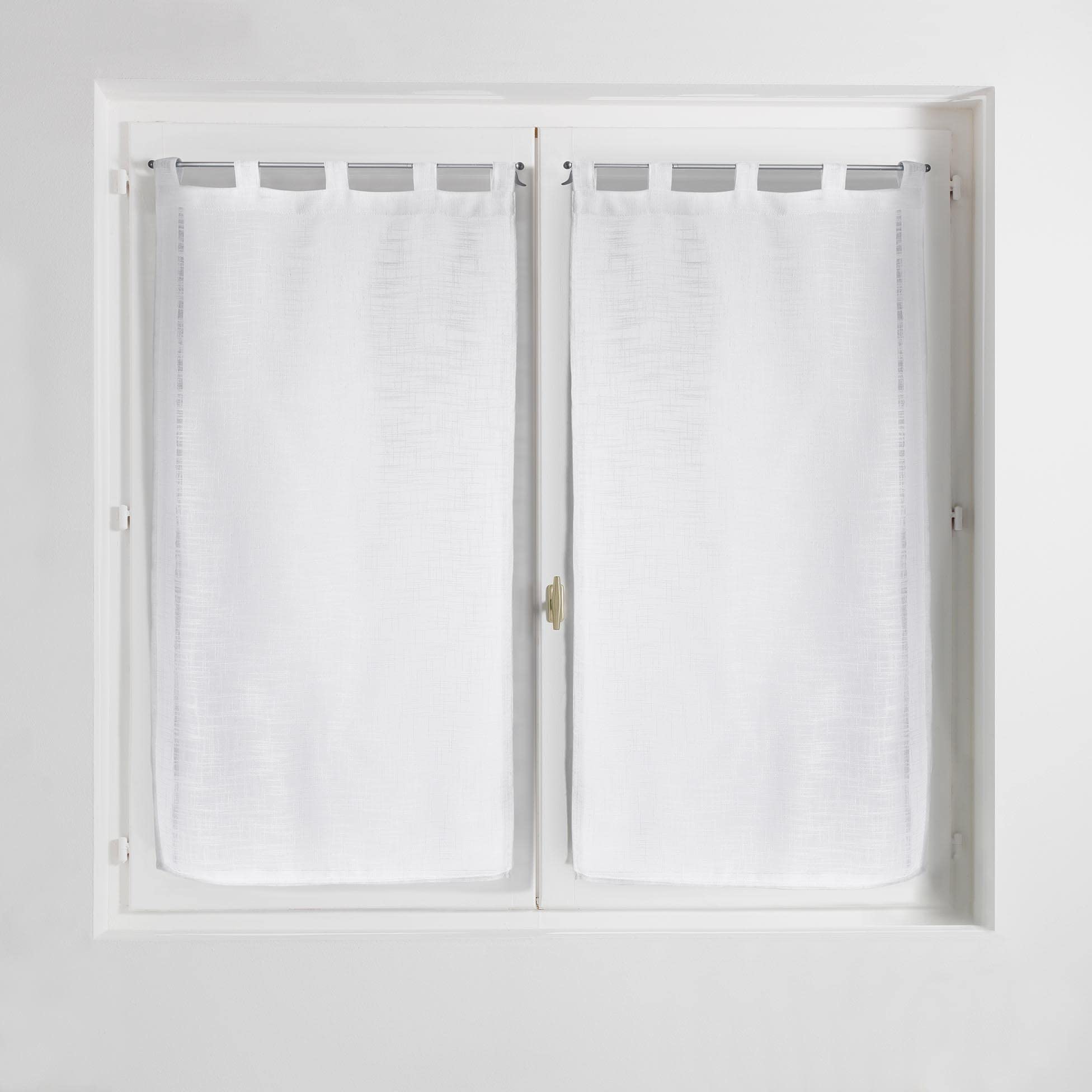 Douceur d'Intérieur Haltona Pair of Straight Loops Linen Effect Haltona Weave Polyester, White, 90 x 60 cm