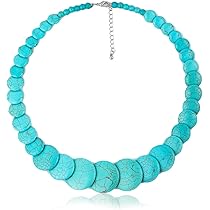 Chunky Turquoise Statement Necklace Gem Stone King Handmade