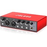 USB Audio Interface, Red 24-Bit/192kHz Plug &amp; Play Recording Sound Card | Red Metal Shell, 24-Bit/192kHz Resolution, Plug and Play, Low Latency for PC and Mac