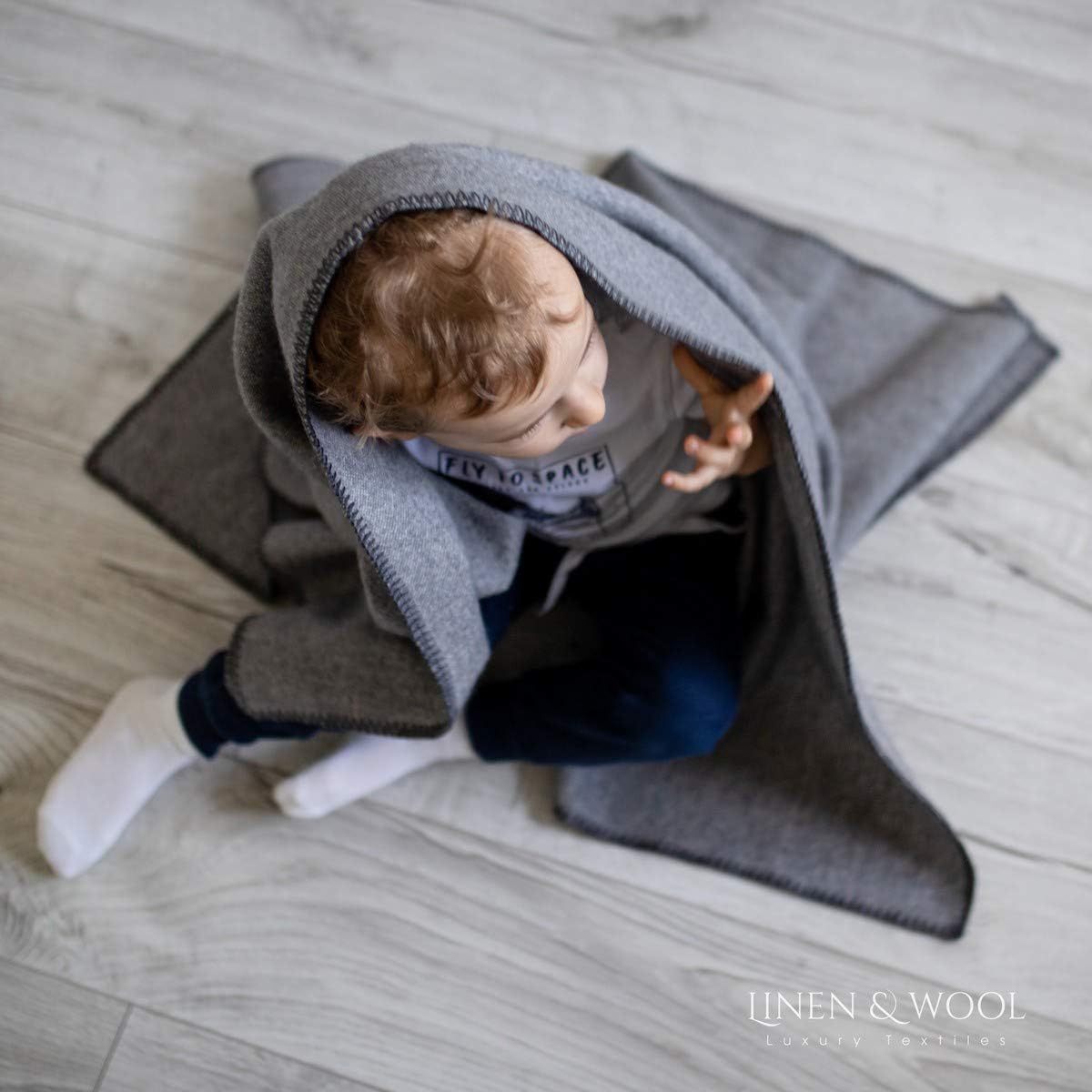 Linen & Cotton Extra Soft Warm Dual Sided Baby Throw Blanket Swaddle Wrap Santino for Newborn Boys Girls Unisex -100% Fine Merino Wool - Image 4