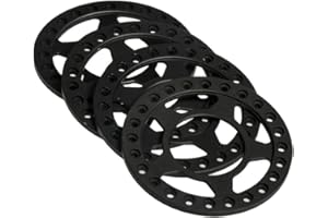 RCLIONS 4pcs Aluminum RC Beadlock Wheel Rim Replacement Ring for 1:10 RC Crawler Car 1.9" Wheels/Rims(Black)
