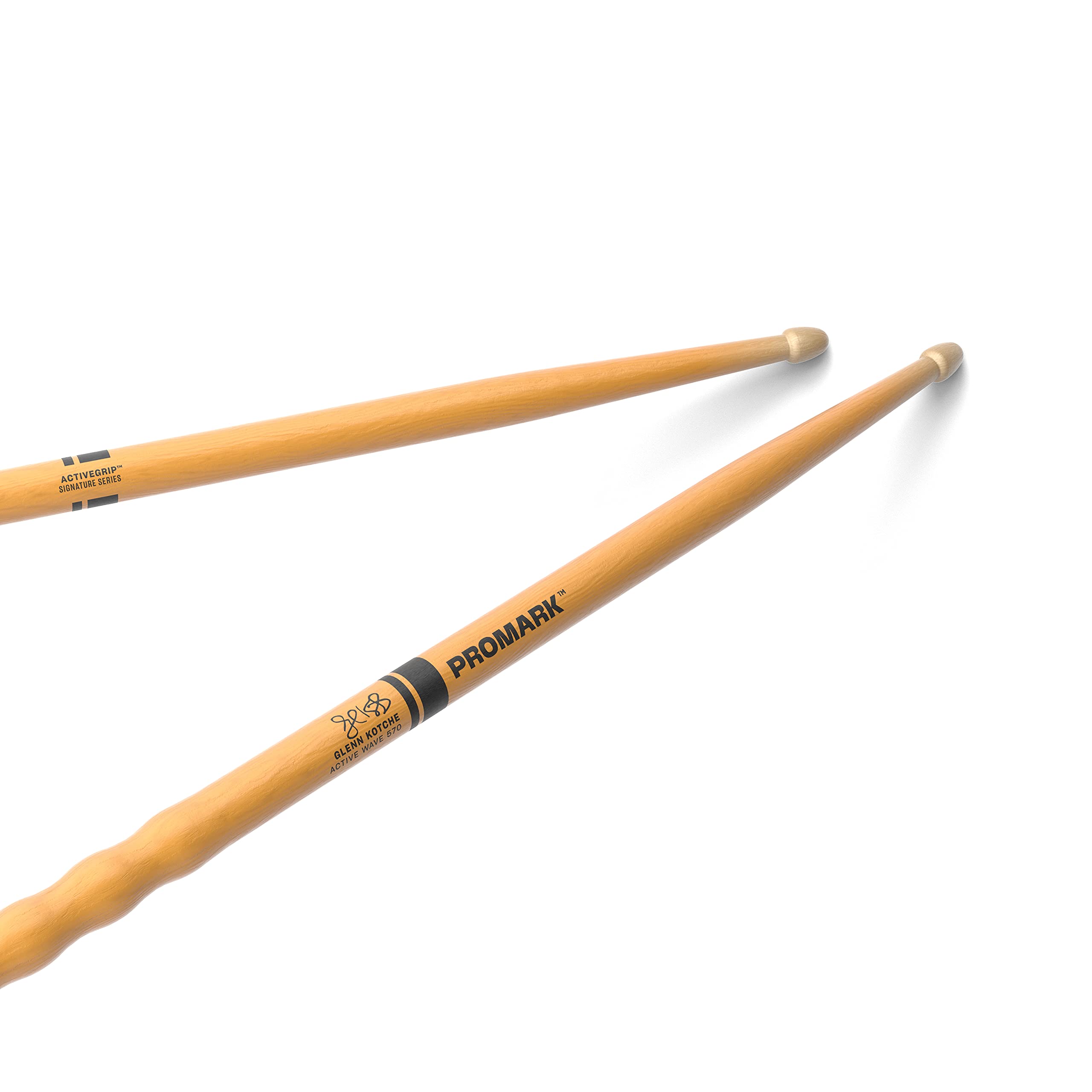 ProMarkDrum Sticks - Glenn Kotche Active Wave Drumstick - ActiveGrip For Secure, Comfortable Grip - Gets Tackier As Your Hands Sweat - Active Grip Finish, Acorn Tip, Hickory Wood - 1 Pair