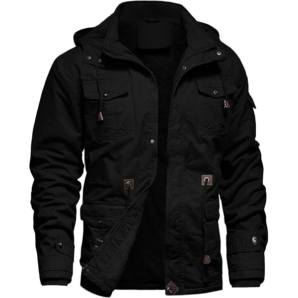 INVACHI Men's Winter Warm Fleece Lined Cotton Military Jacket