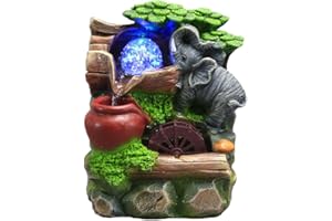 WAWLIVING Tabletop Fountain Indoor Small Rockery Desktop Mountain Cascading Waterfalls with Rolling Ball Waterwheel for Gift 