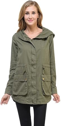 womens olive green utility jacket with hood