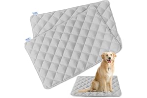 MAGIK & KOVER Dog Bed Crate Pad 2 Pack, Soft Dog Crate Mat with Anti-Slip Bottom, Machine Washable Kennel Pad, Fits 24 Inch, Grey