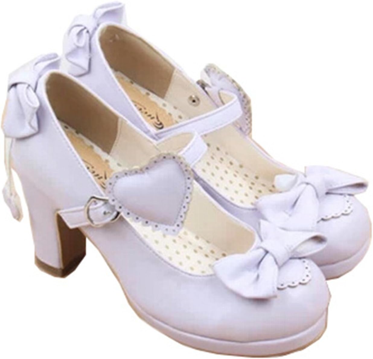 The Heeled Cute Bow tie Sweet Lolita Girls Love Solid Round Princess Shoes More Softer