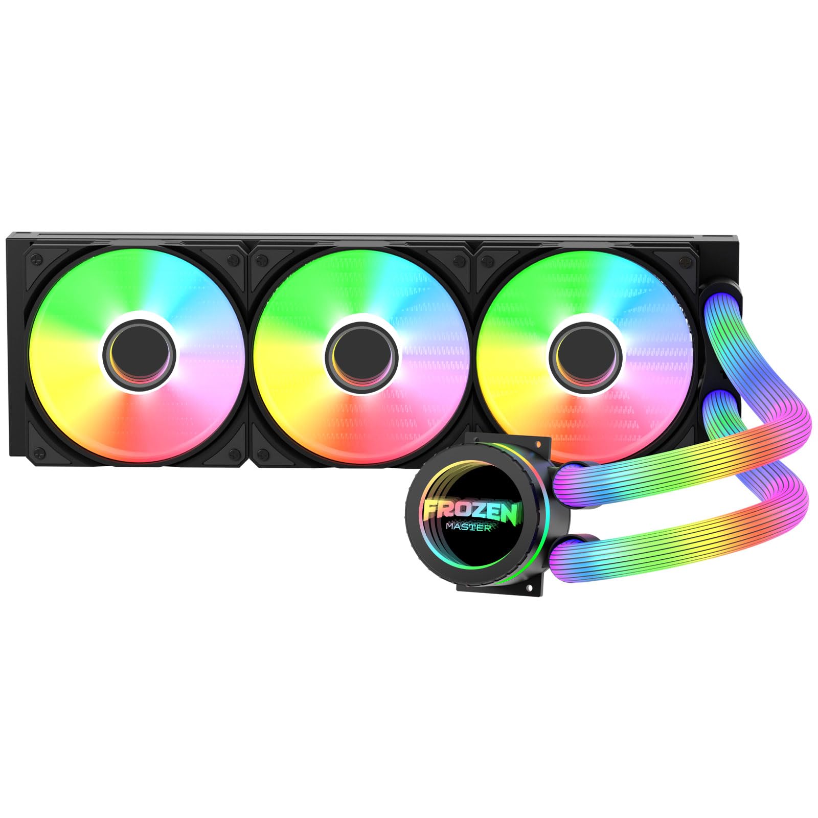 360mm AIO ARGB CPU Liquid Cooler, ARGB LED Tube, 3×120mm PWM Fans, Black CPU Water Cooler for AMD/AM5/AM4, Intel LGA 1700/1150/1151/1200/2011, Gaming