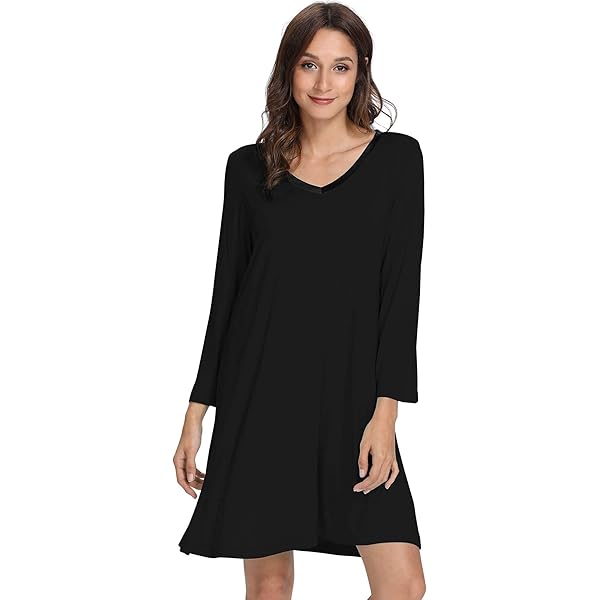 WiWi Viscose from Bamboo Nightgowns for Women Long Sleeve Sleep