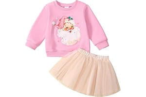 ADXSUN Toddler Girl Christmas Outfit Santa Claus Sweatshirt+Tutu Gauze Skirts Winter Clothes 1-7 Years