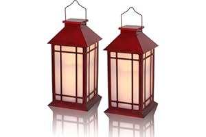 Taman Christmas Lantern, 2 Pack Hanging Lights LED Flickering Lights Battery Operate Decorative Outdoor Lighting Waterproof Umbrella Lights for Christmas Patio Garden, Table,Party Decor