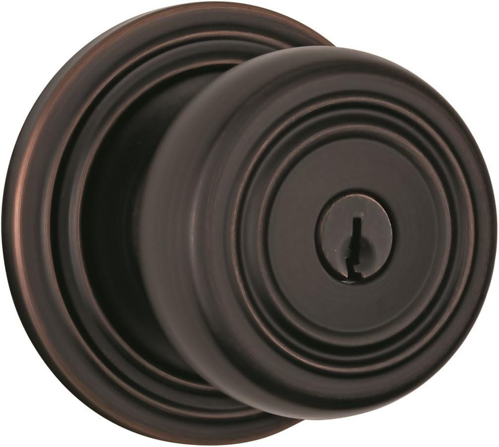 BRINKS - Webley Push Pull Rotate Keyed Entry Door Knob, Tuscan Bronze - Door Lock That Opens Hands-Free with a Push, a Pull or by Rotating