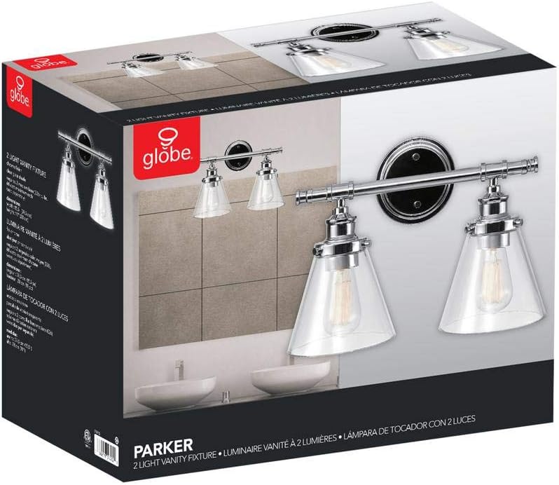 Globe Electric Parker 3 Chrome Vanity Light with Clear Glass Shades 51445: Home Improvement