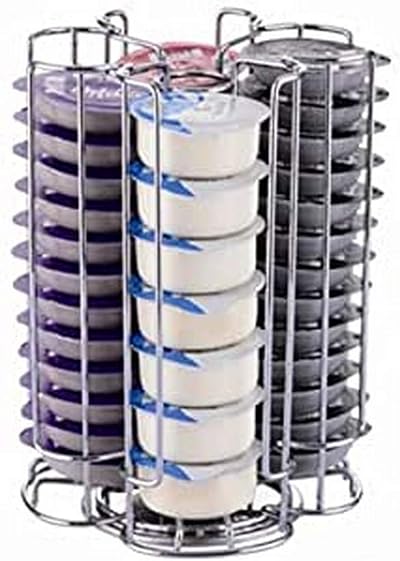 EXZACT Coffee Capsule Stand Rotating Tower for Tassimo 52 Caps Chrome