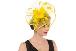 SAFERIN Fascinator for Women Hair Clip Hat Bowler Feather Flower Veil Wedding Party Tea Hat